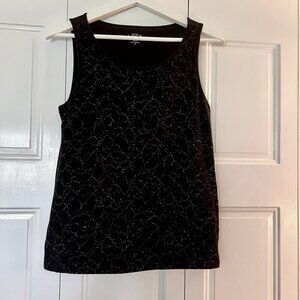 (like new) Ann Taylor Loft Black Shirt with Gold detailing, Petite Small